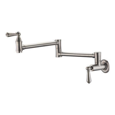 SUMERAIN Wall Mount Pot Filler Faucet Brushed Nickel Kitchen Sink Pot Filler Faucet Traditional Pot Filler Over Stove with Double Joint Swing Arms