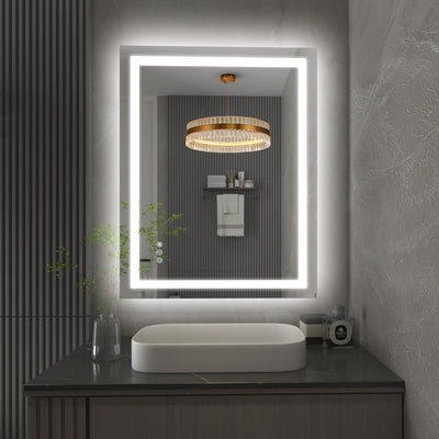 مرآة حمام LED من SUMERAIN مع إضاءة أمامية وخلفية، مقاس 28 × 36 بوصة، 3 ألوان قابلة للتعتيم، مرآة ذكية مضاءة للحمام مع وظيفة الذاكرة، زجاج مقسى، معتمدة ETL