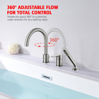 Roman Tub Faucet with Handheld Shower Sprayer and Valve,Brushed Nickel