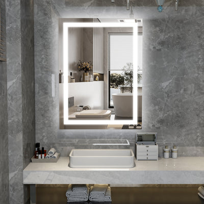 مرآة حمام LED من SUMERAIN مقاس 24 × 32 بوصة مع إضاءة، مرآة ذكية للحمام مقاومة للضباب وقابلة للتعتيم بدون خطوات، 3 ألوان إضاءة، وظيفة الذاكرة، زجاج مقسى