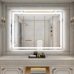 مرآة حمام LED ذكية كبيرة من Sumerain بحجم 48 × 36 بوصة — مرآة تجميل ذكية مضاءة من الخلف والأمام، مقاومة للضباب، تعتيم بدون خطوات، 3 أوضاع ألوان، وظيفة الذاكرة، زجاج مقسى