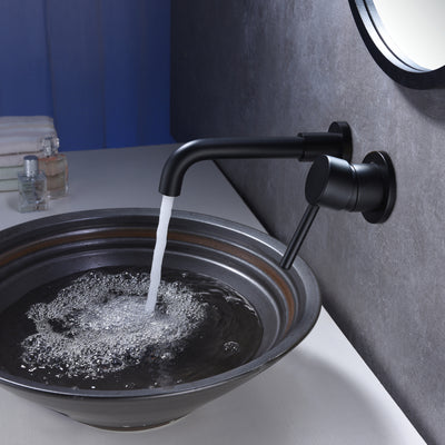 Wall Mount Bathroom Faucet Black,Matte Black Finish,-Rough-in Valve Included