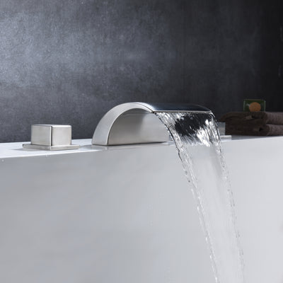 Roman Tub Faucet Brushed Nickel,Waterfall Spout for High Flow Rate,Include Valve and Trim Set