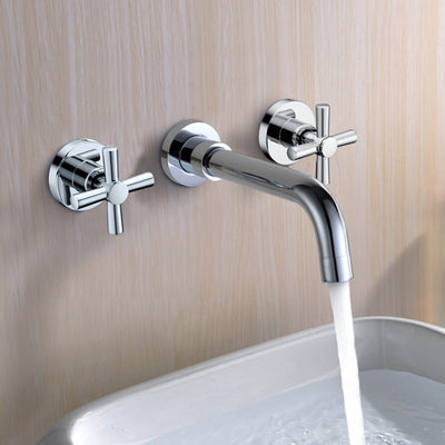 Wall Mount Bathroom Faucet,Cross 2-Handle in chrome finish,Sumerain