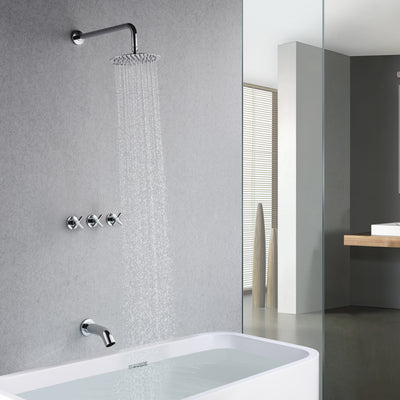3 Handle Tub and Shower Fixtures with with Rough-in Valve, Chrome