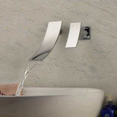 Wall Mount Waterfall Bathroom faucet,Vessel Sink Faucet 2 Hole