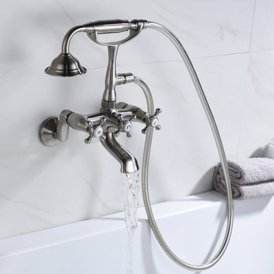 Clawfoot Tub Faucet Brushed Nickel, Bathtub Faucet with Shower