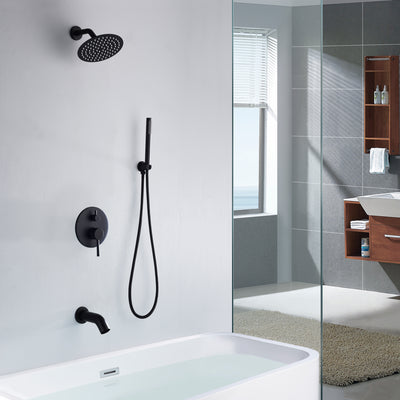 طقم نظام دش مطري سوميرين باللون الأسود غير اللامع مع فوهة شلال للحوض